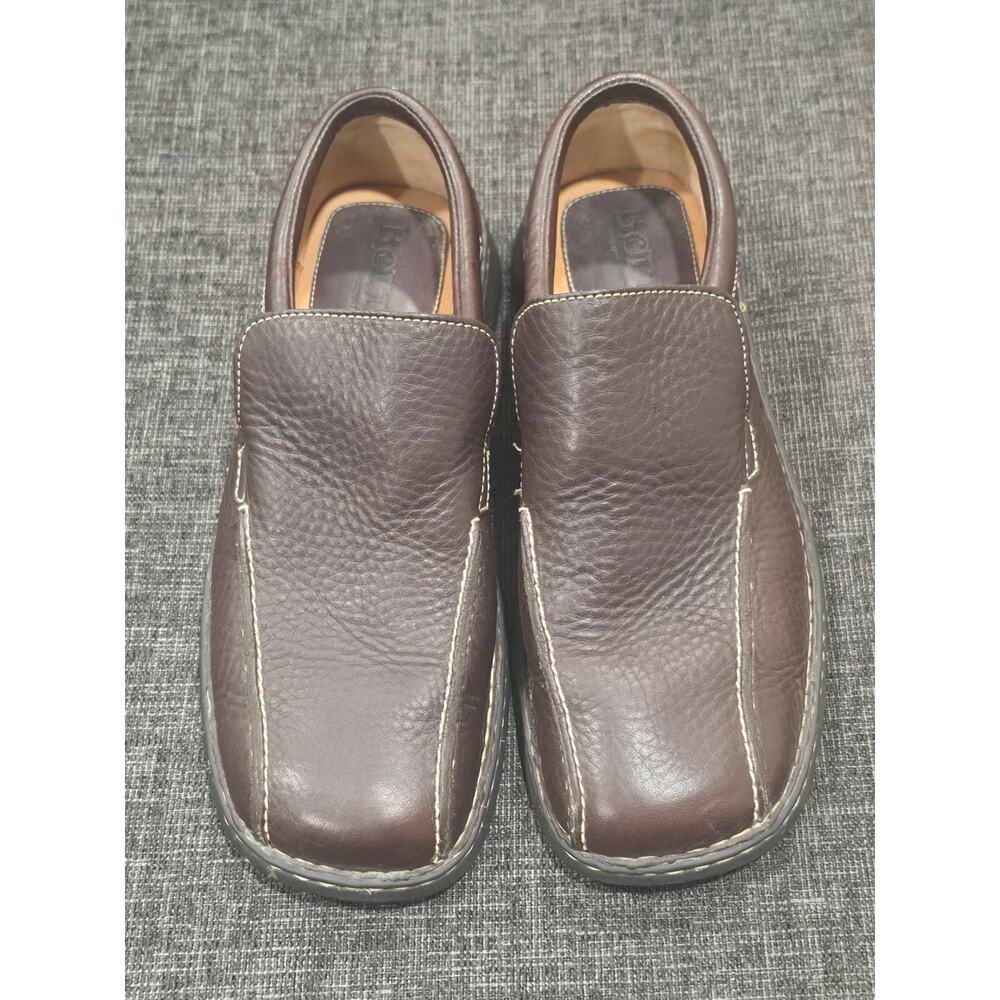 Born B8549 Brown Leather Slip On Loafers Mens 12 Eur 46 Comfort Driving Shoes - Picture 2 of 11